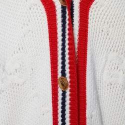 Pre Owned Gucci Off White Wool Knit Contrast Detail Button Front Cardigan S