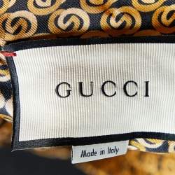 Pre Owned Gucci Gold interlocking Printed Silk Neck Tie Detail Shirt L