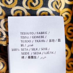 Pre Owned Gucci Gold interlocking Printed Silk Neck Tie Detail Shirt L