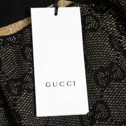 Pre Owned Gucci Black Patterned Lurex Knit Knee Length Skirt S