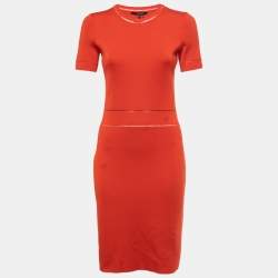 Gucci Orange Knit Crew Neck Short Dress M