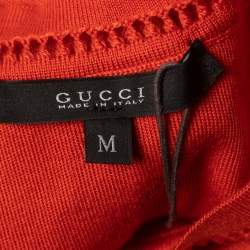Gucci Orange Knit Crew Neck Short Dress M