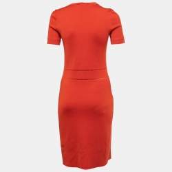Gucci Orange Knit Crew Neck Short Dress M
