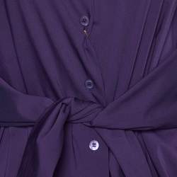 Pre Owned Gucci Purple Cotton Waist Tie Drape Detail Shirt M