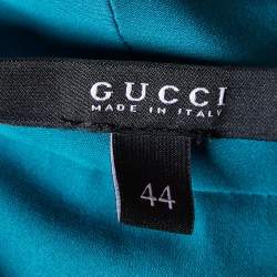Pre Owned Gucci Green Silk Waist Tie Drape Detail Shirt M