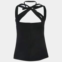 Pre Owned Gucci Black Crepe Criss-Cross Strap Top S