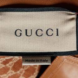 Gucci Brown Logo Linen Canvas & Leather Trim Mini Dress M