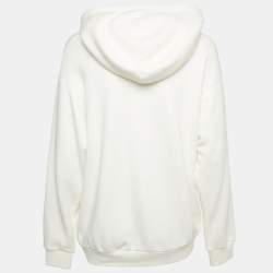 Pre Owned Gucci White Cotton Strawberry Print Embellished Hoodie XS