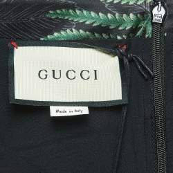 Pre Owned Gucci Black Hawaii Printed Silk Sleeveless Midi Dress XL