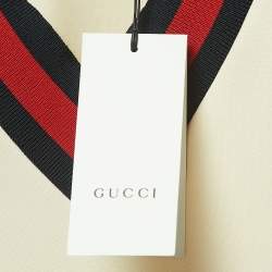 Gucci Cream Jersey Grosgrain-Trimmed Detail Mini Dress S