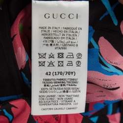 Gucci Black/Multicolor Floral Print Silk Midi Skirt M