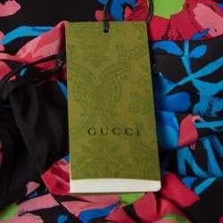 Gucci Black/Multicolor Floral Print Silk Midi Skirt M