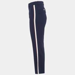 Pre Owned Gucci Navy Blue Crepe Stripe Detail Trousers M