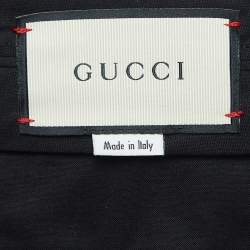Pre Owned Gucci Navy Blue Crepe Stripe Detail Trousers M