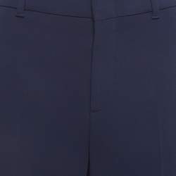 Pre Owned Gucci Navy Blue Crepe Stripe Detail Trousers M