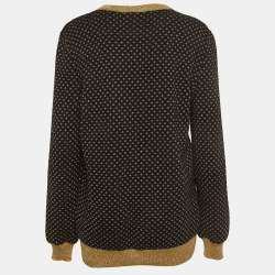 Gucci Black/Metallic Guccy Logo Wool Sweater XL