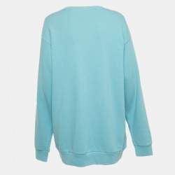 Pre Owned Gucci Blue Crystal Embellished Oversized Sweatshirt L