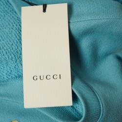 Pre Owned Gucci Blue Crystal Embellished Oversized Sweatshirt L