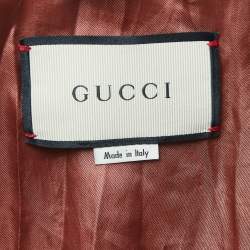 Gucci Cream Snake Printed Leather Jacket M