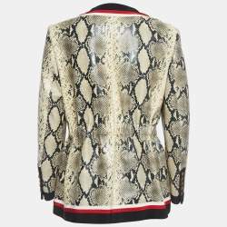 Gucci Cream Snake Printed Leather Jacket M