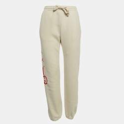 Gucci Off White Logo Print Cotton Joggers S
