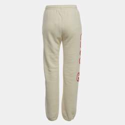 Gucci Off White Logo Print Cotton Joggers S