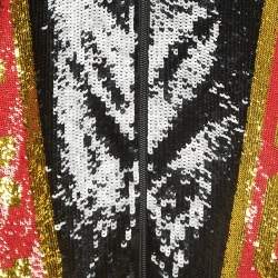 Gucci Dapper Dan Black/Red Logo Motif Sequin Bomber Jacket S