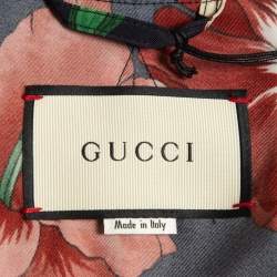 Gucci Multicolor Floral Print Nylon Applique Detail Hooded Jacket S