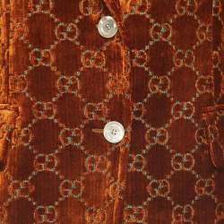 Pre Owned Gucci Brown GG Motif Velvet Single Breasted Blazer M