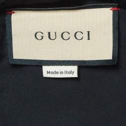 Gucci Black Monogram Jacquard Faille Belted Jumpsuit S