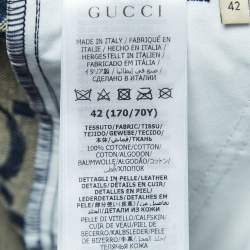 Pre Owned Gucci Blue Jumbo GG Denim High Waist Shorts M