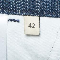 Pre Owned Gucci Blue Jumbo GG Denim High Waist Shorts M