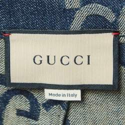 Pre Owned Gucci Blue Jumbo GG Denim High Waist Shorts M