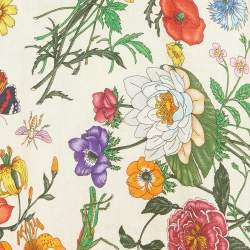 Pre Owned Gucci Cream/Multicolor Printed Linen Kaftan Dress M