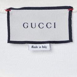 Gucci Cream Guccy Print Cotton Crew Neck T-Shirt L