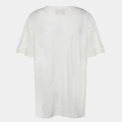 Gucci Cream Guccy Print Cotton Crew Neck T-Shirt L