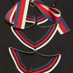 Pre Owned Gucci Black Stretch Jersey Sylvie Web Trim Ruffled Dress XL