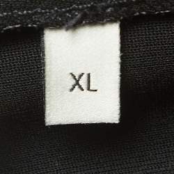 Pre Owned Gucci Black Stretch Jersey Sylvie Web Trim Ruffled Dress XL