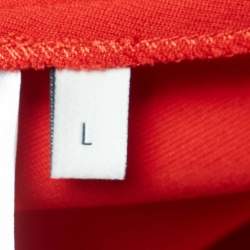 Pre Owned Gucci Red Jersey Tie Neck Ruffled Dress L