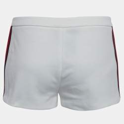 Gucci White Contrast Side Stripe Cotton Blend Hot Pants S