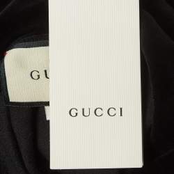 Gucci Black Logo Embroidered Velvet Hoodie XS