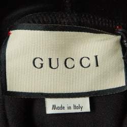 Gucci Black Logo Embroidered Velvet Hoodie XS