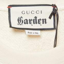 Gucci Cream Tiger Print Cotton Knit Crew Neck Garden Sweatshirt XS