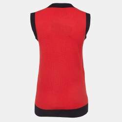 Gucci Red Contrast Edge Wool Knit Sleeveless Top S