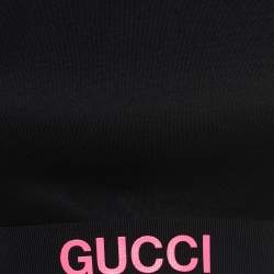 Gucci Black Logo Print Jersey Cropped Tank Top S