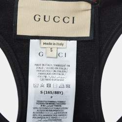 Gucci Black Logo Print Jersey Cropped Tank Top S