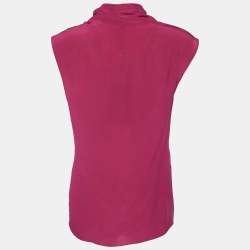 Pre Owned Gucci Purple Silk Sleeveless Blouse S