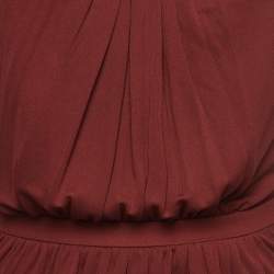 Pre Owned Gucci Dark Red Knit Asymmetric Short Dress XS