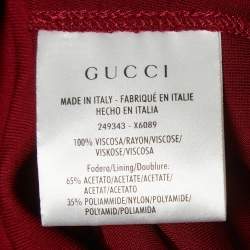 Pre Owned Gucci Dark Red Knit Asymmetric Short Dress XS