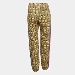  Gucci Multicolor Garden Print Felted Cotton Joggers XS